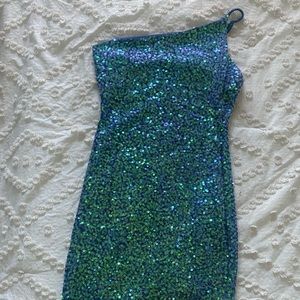 Party dress,or high school dance dress!Tight, sparkly one-strap dress worn once!